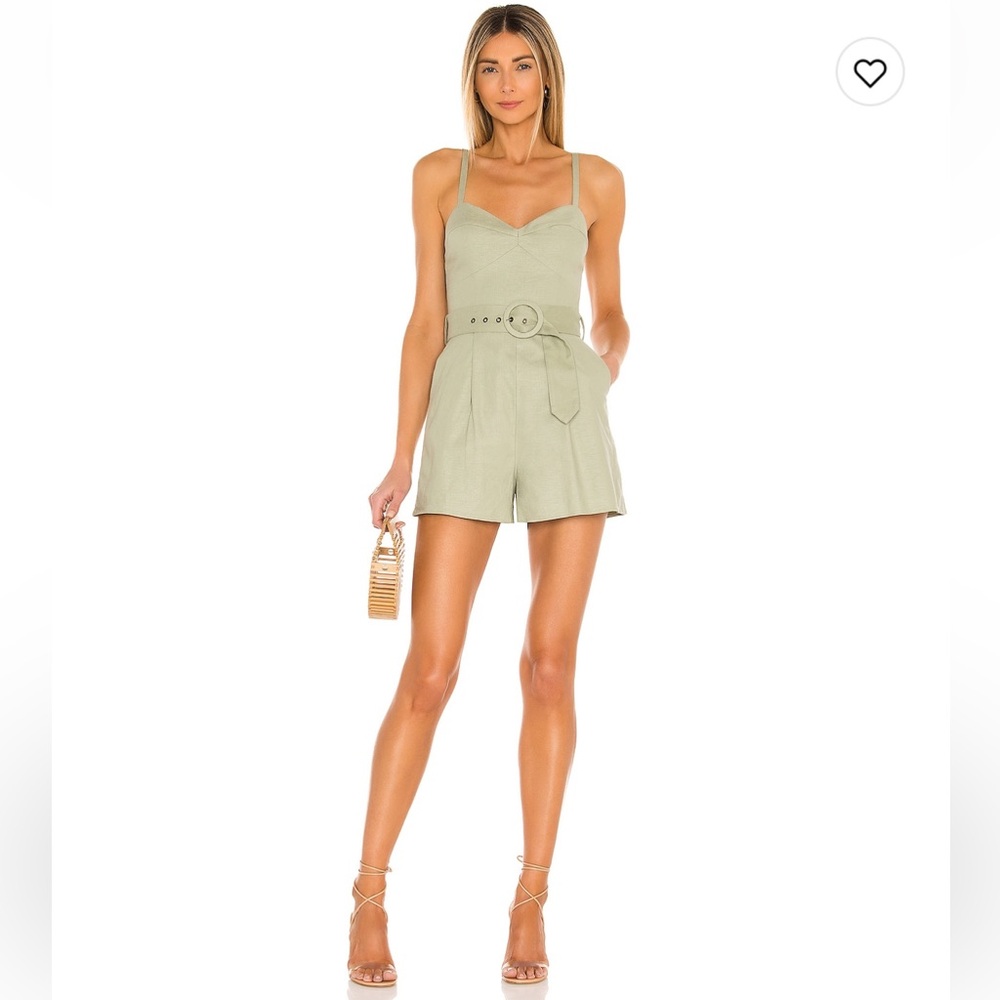 House of Harlow 1960 Sage Green Romper with Belt from Revolve